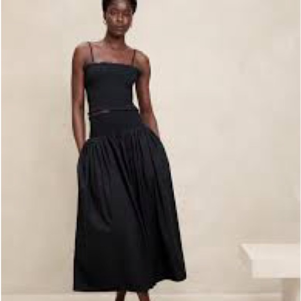 Banana Republic Poplin Smocked Waist Maxi Skirt